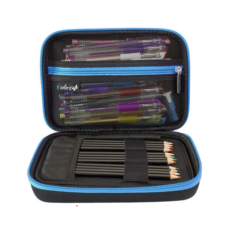 Large pencil box case storage for colored pencils,  pens, markers, brushes, craft supplies