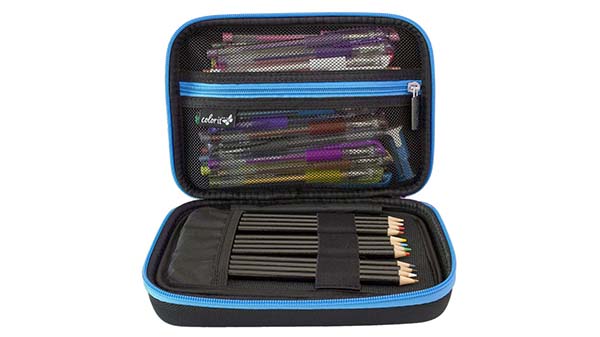 Large pencil box case storage for colored pencils,  pens, markers, brushes, craft supplies-4