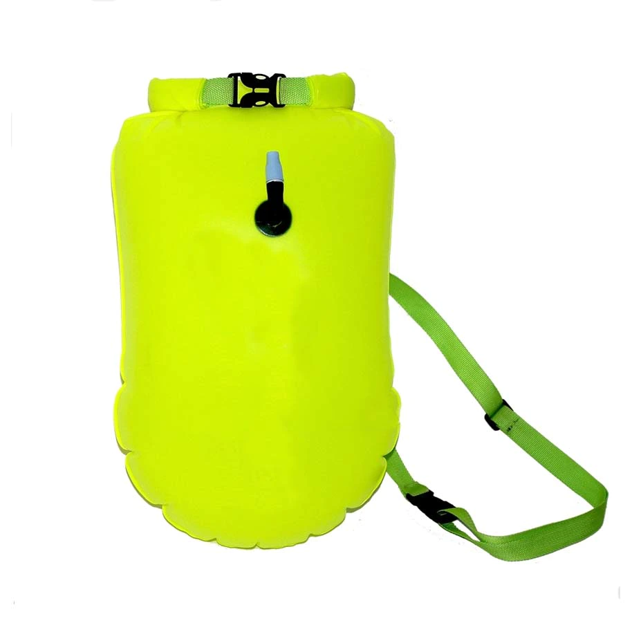 floating dry pack with adjustable shoulder strap open water swim buoy flotation device