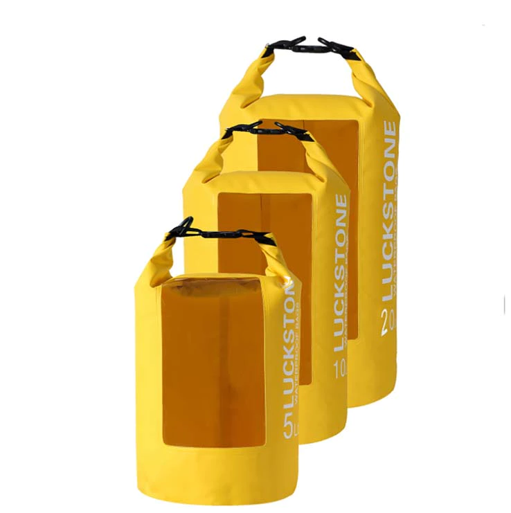sport dry bag sizes with innovative transparent window design open water swim buoy flotation device