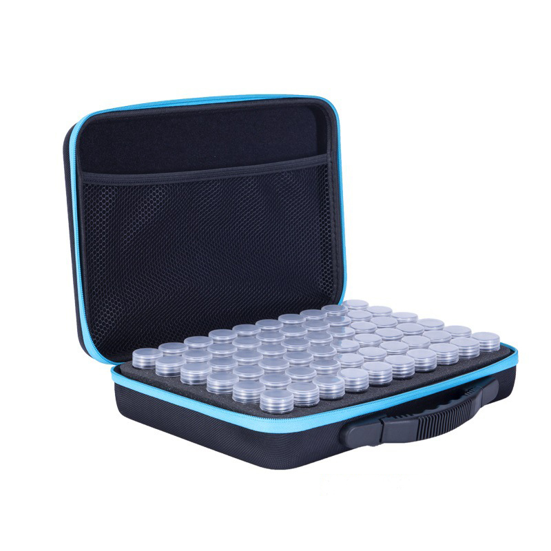 Essential Oils Carrying Case Holds 5ml, 10ml, 15ml Bottles Hard Shell Exterior EVA Essential Oils Storage Organzier Bag with Foam Insert and Carrying Handle
